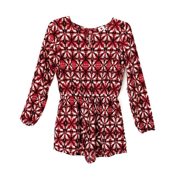 LOW PRICE! Women's Fun One Clothing Shorts Long Sleeve Romper, Red, Black, Med - Picture 1 of 10